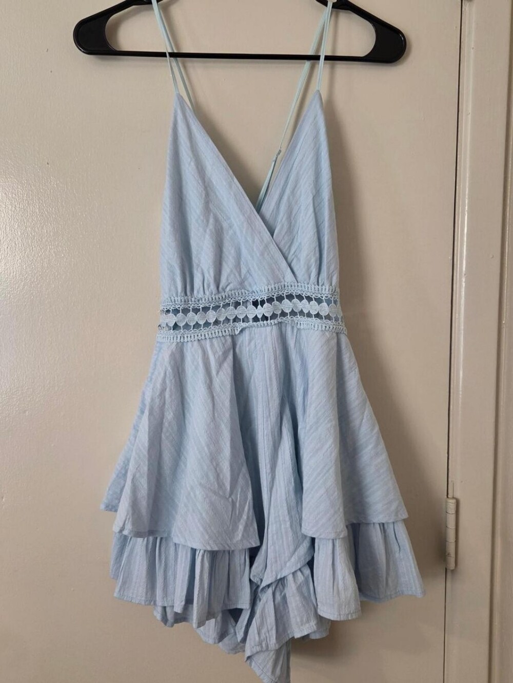 SHEIN Light Blue Ruffle Romper